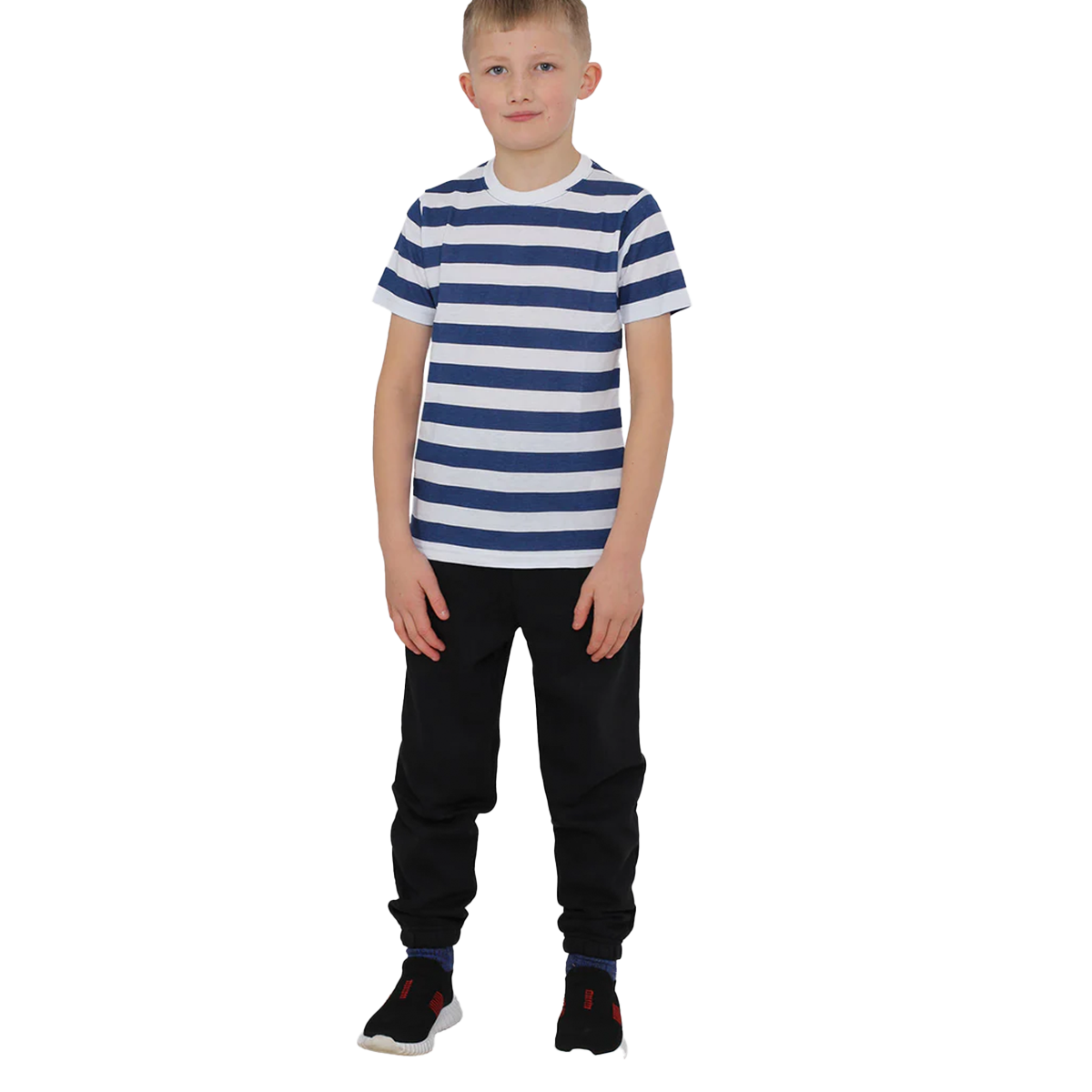 Kid's Stripe Crew Neck Basic Short Sleeves Cotton T-Shirt