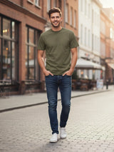 Adult Crew Neck Plain Basic Short Sleeve Casual T-Shirt