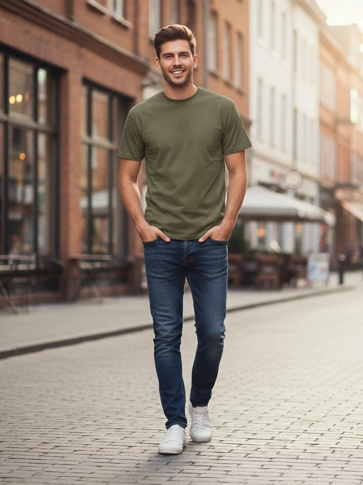 Adult Crew Neck Plain Basic Short Sleeve Casual T-Shirt