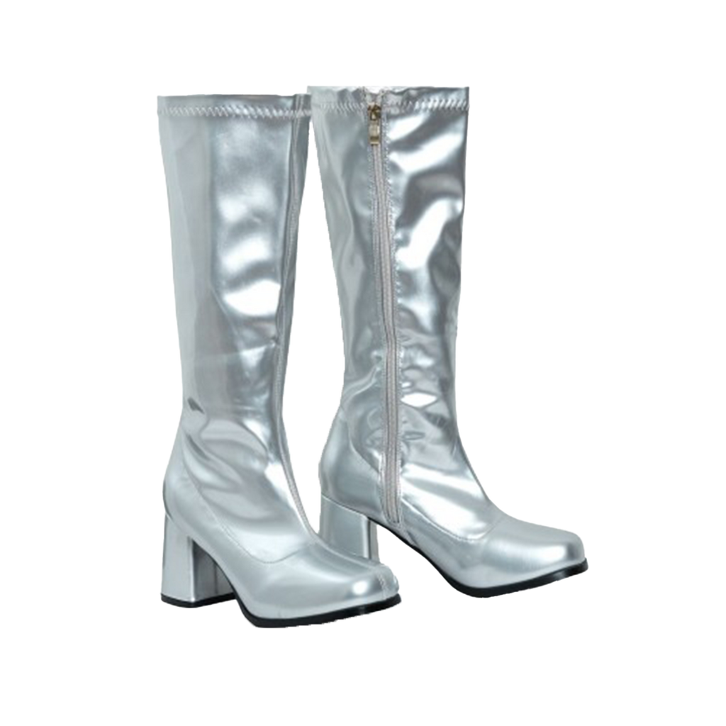 Women Fancy Dress Party Silver GO GO Boots 1960s & 1970s