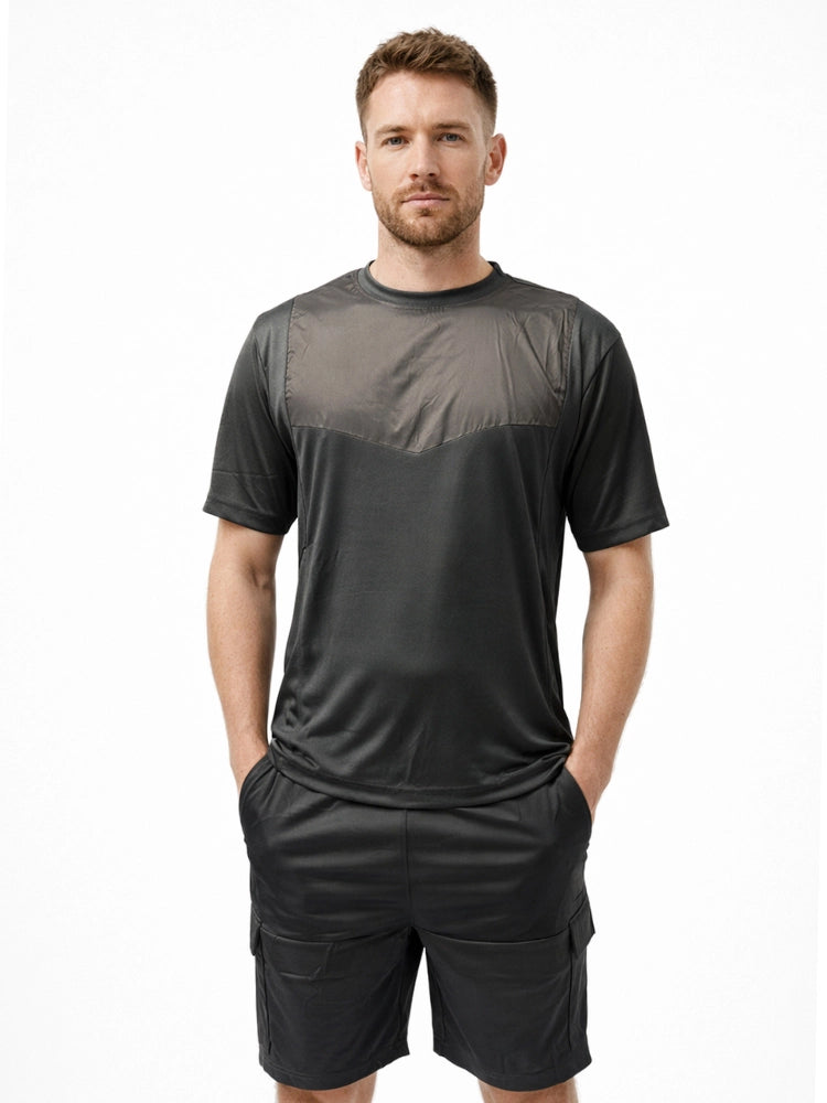 Active Star Men’s Black Activewear T Shirt & 4 Pocket Shorts Set