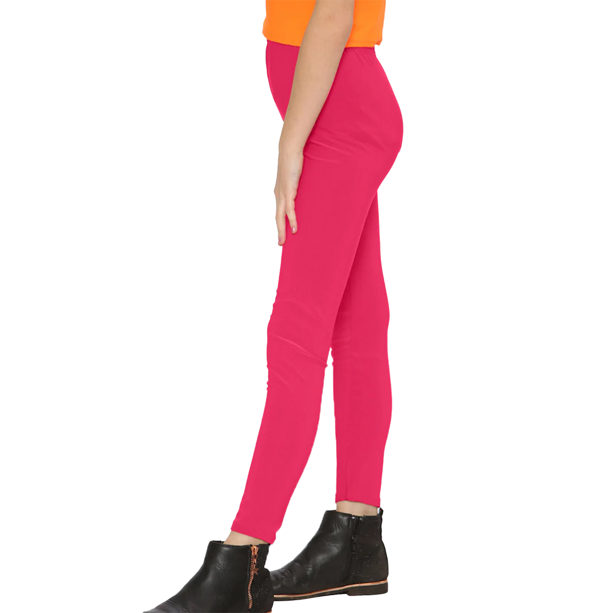 Girl's Microfibre Full Length Leggings with Elastic Waist