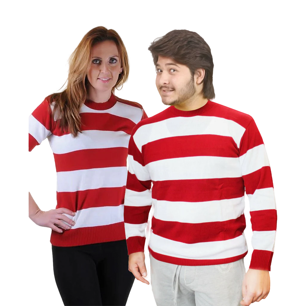 Adult Stripe Knitted Jumper Long Sleeve Pullover Sweatshirt