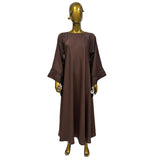 Women's Chocolate Brown Abaya with Loose Sleeve Tassel Tie