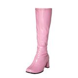 Girls Sexy Knee Go Go Retro Zipper Boots