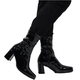 Women's Go Go Boots Mid Calf Block Heel Zipper Boot