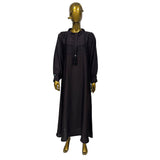 Women's Muslim Prayer Abaya with Handcuff Sleeves and Tassel Tie