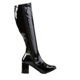 Women's Black Patent Sexy Knee Go Go Zipper Retro Boots
