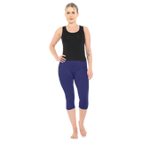 Womens 3/4 Length Cotton Capri Leggings Stretchy Soft Tights