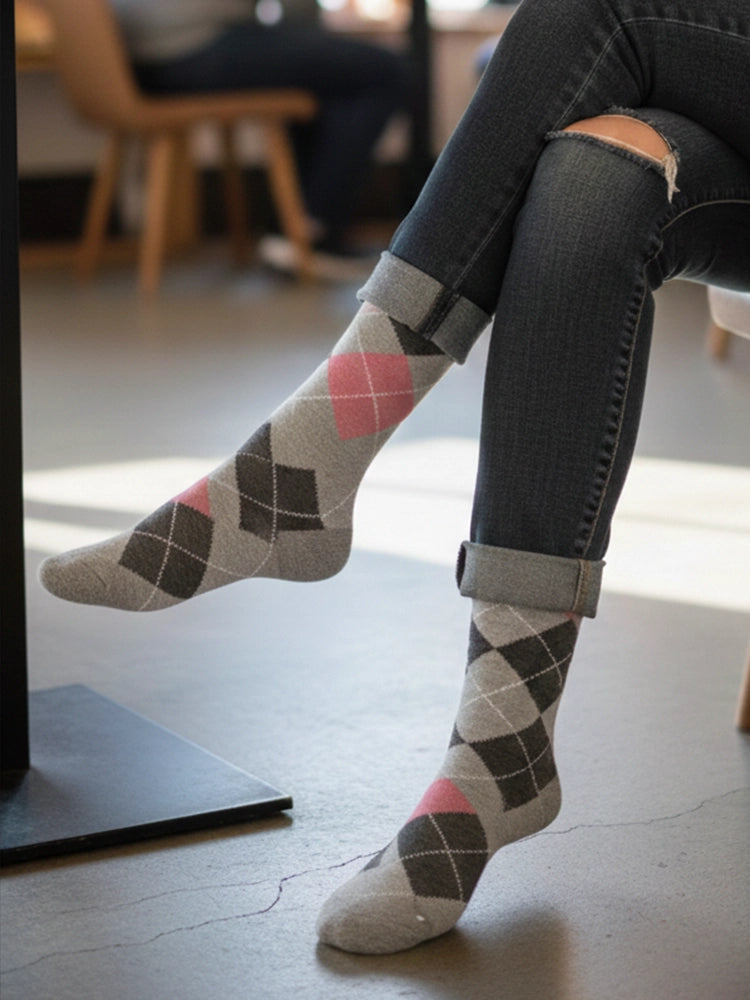 Ladies Timeless Argyle Diamond Patterned Socks 3 Pack