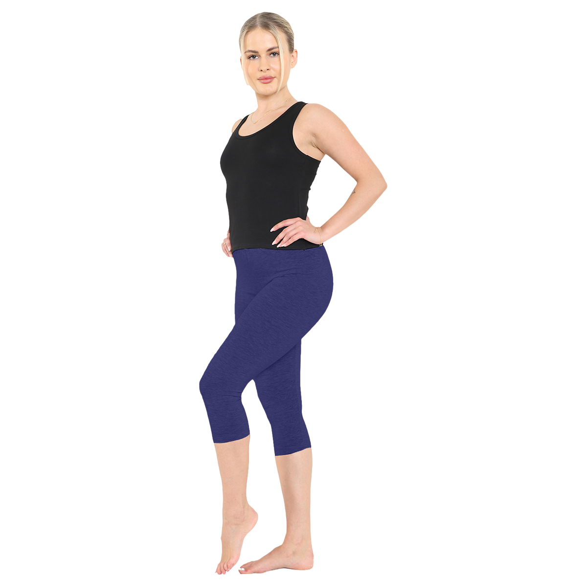 Womens 3/4 Length Cotton Capri Leggings Stretchy Soft Tights