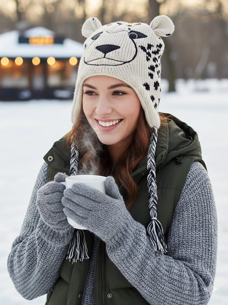 Adult Animal Face Knitted Winter Hat