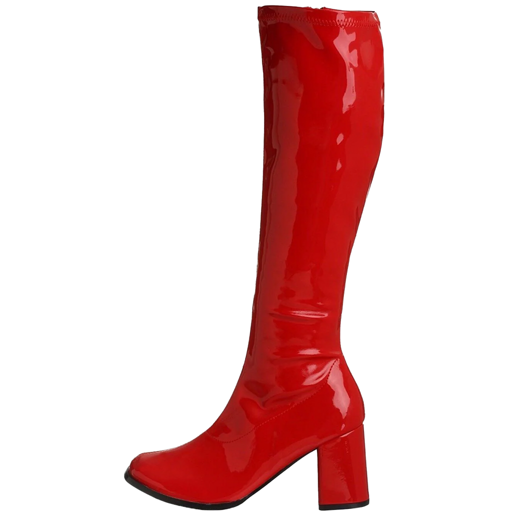 Girls Sexy Knee Red Go Go Retro Zipper Boots