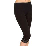 Women's 3/4 Cropped Capri Trim Lace Stretchy Soft Leggings
