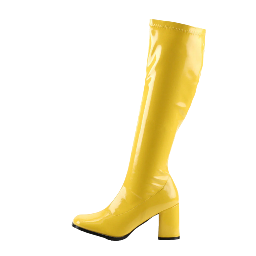Girls Sexy Knee Yellow Go Go Retro Zipper Boots