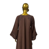 Women's Chocolate Brown Abaya with Loose Sleeve Tassel Tie