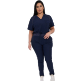 Plus Size Women's Scrub Set Medical Uniform with Pockets