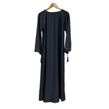 Women's Charcoal Gray Abaya with Loose Sleeve Tassel Tie