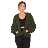 Women's Short Balloon Sleeve Knit Cardigan