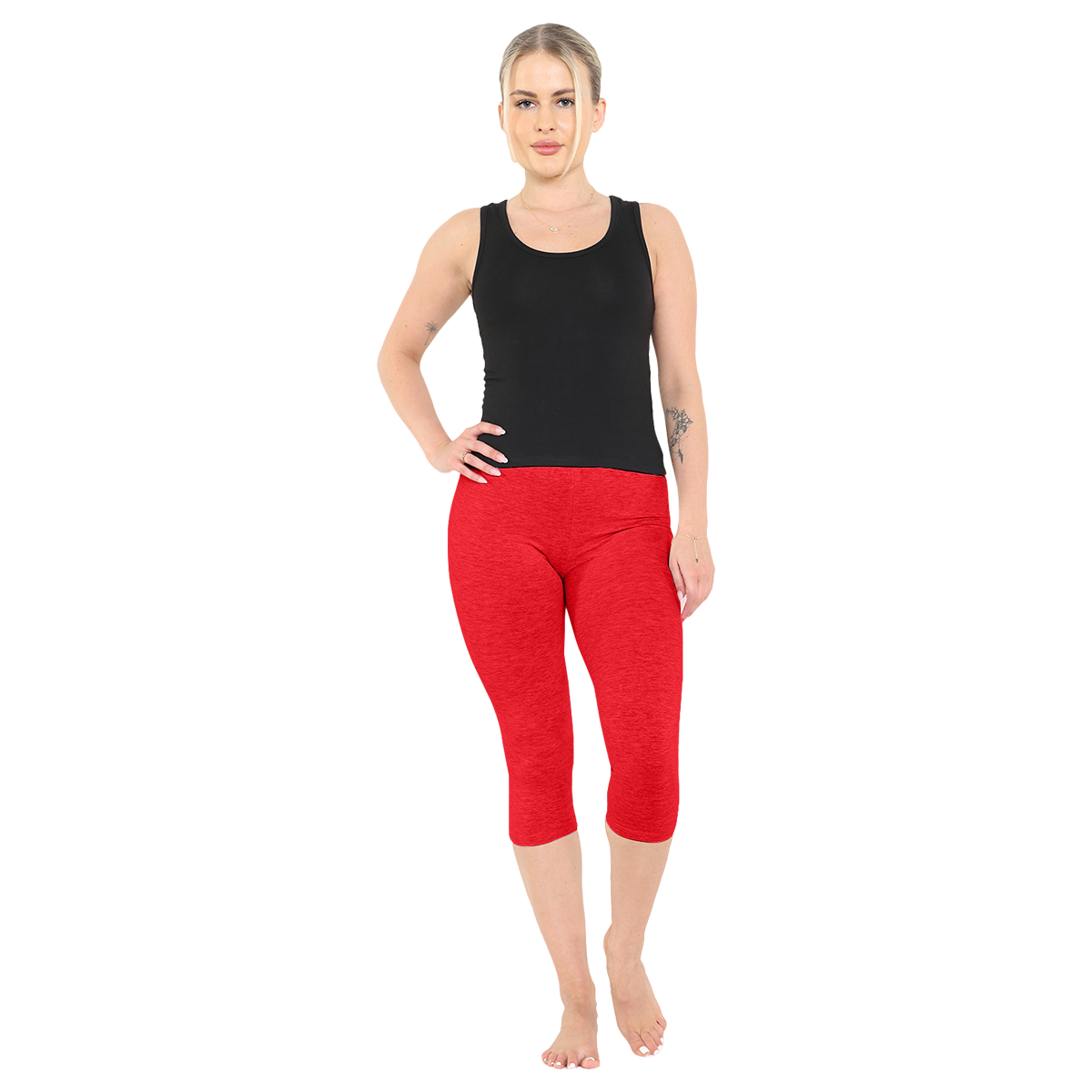 Womens 3/4 Length Cotton Capri Leggings Stretchy Soft Tights