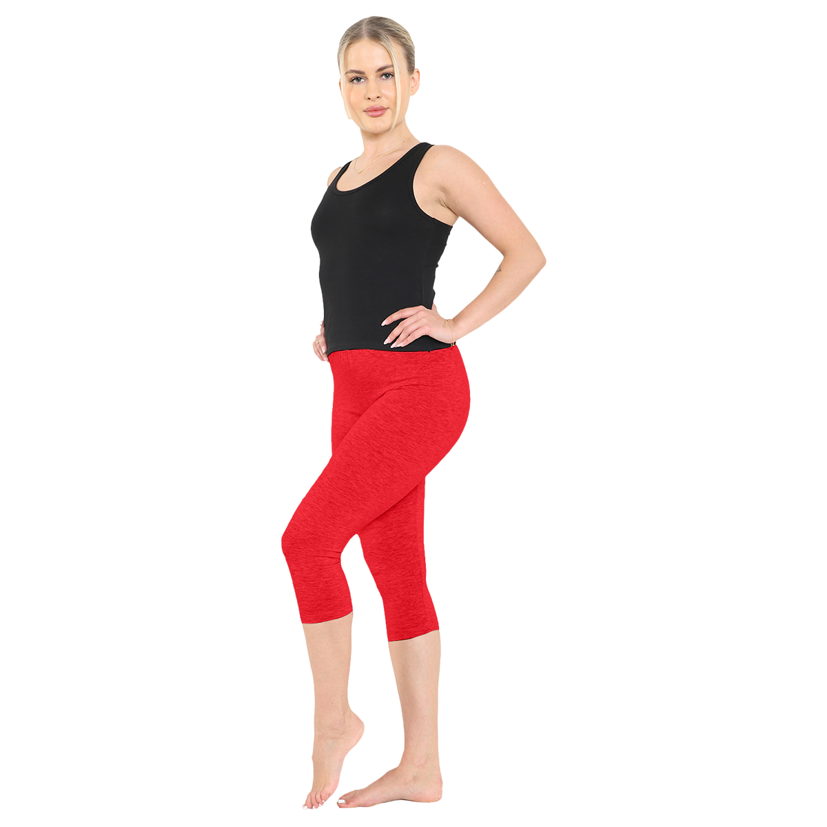 Womens 3/4 Length Cotton Capri Leggings Stretchy Soft Tights