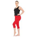 Womens 3/4 Length Cotton Capri Leggings Stretchy Soft Tights