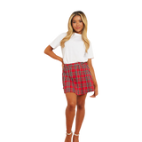 Women's Tartan Front Pleated and Elasticated Back Skirt