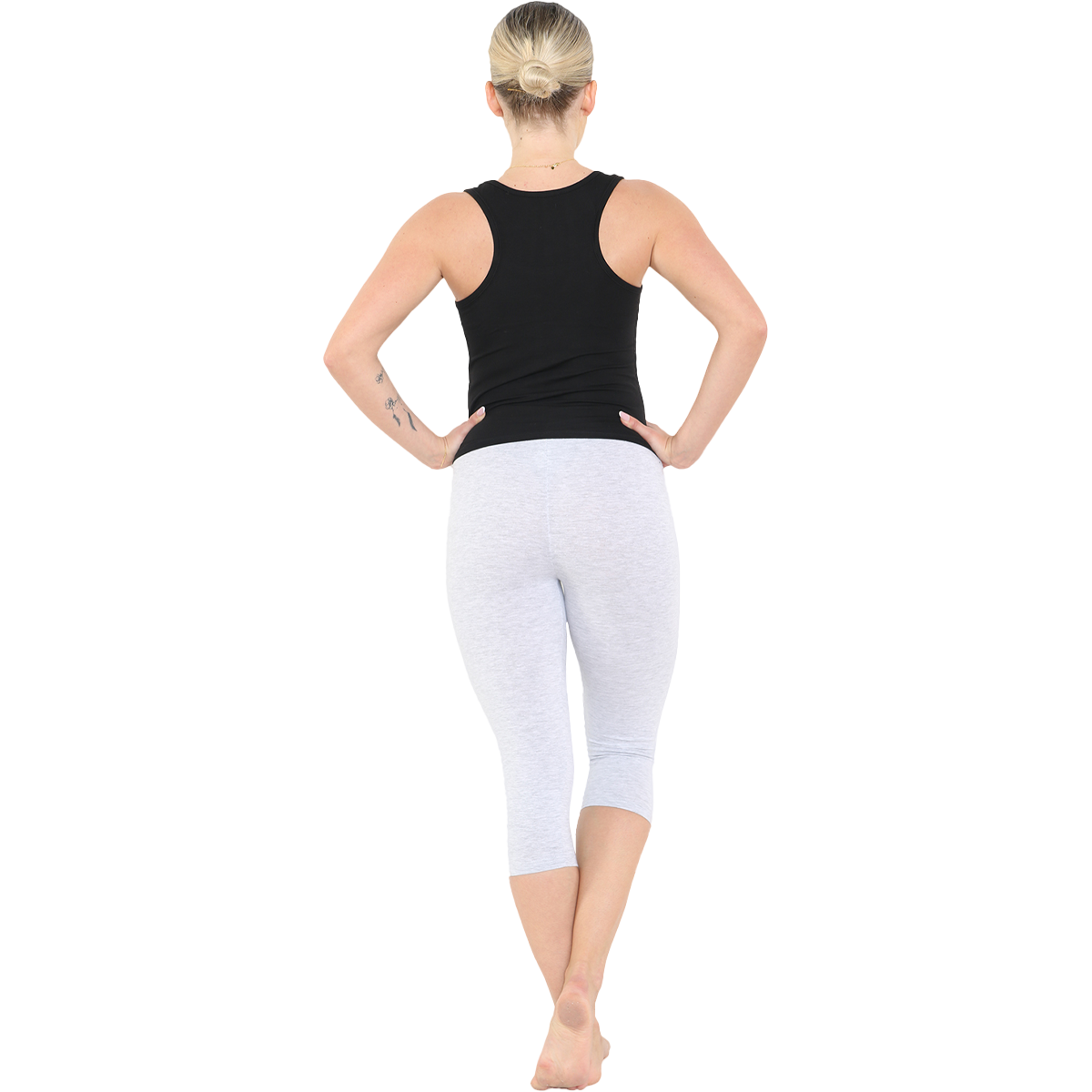 Womens 3/4 Length Cotton Capri Leggings Stretchy Soft Tights