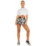 Women's 9' Inches Circular Bow Elasticated Mini Tartan Skirt
