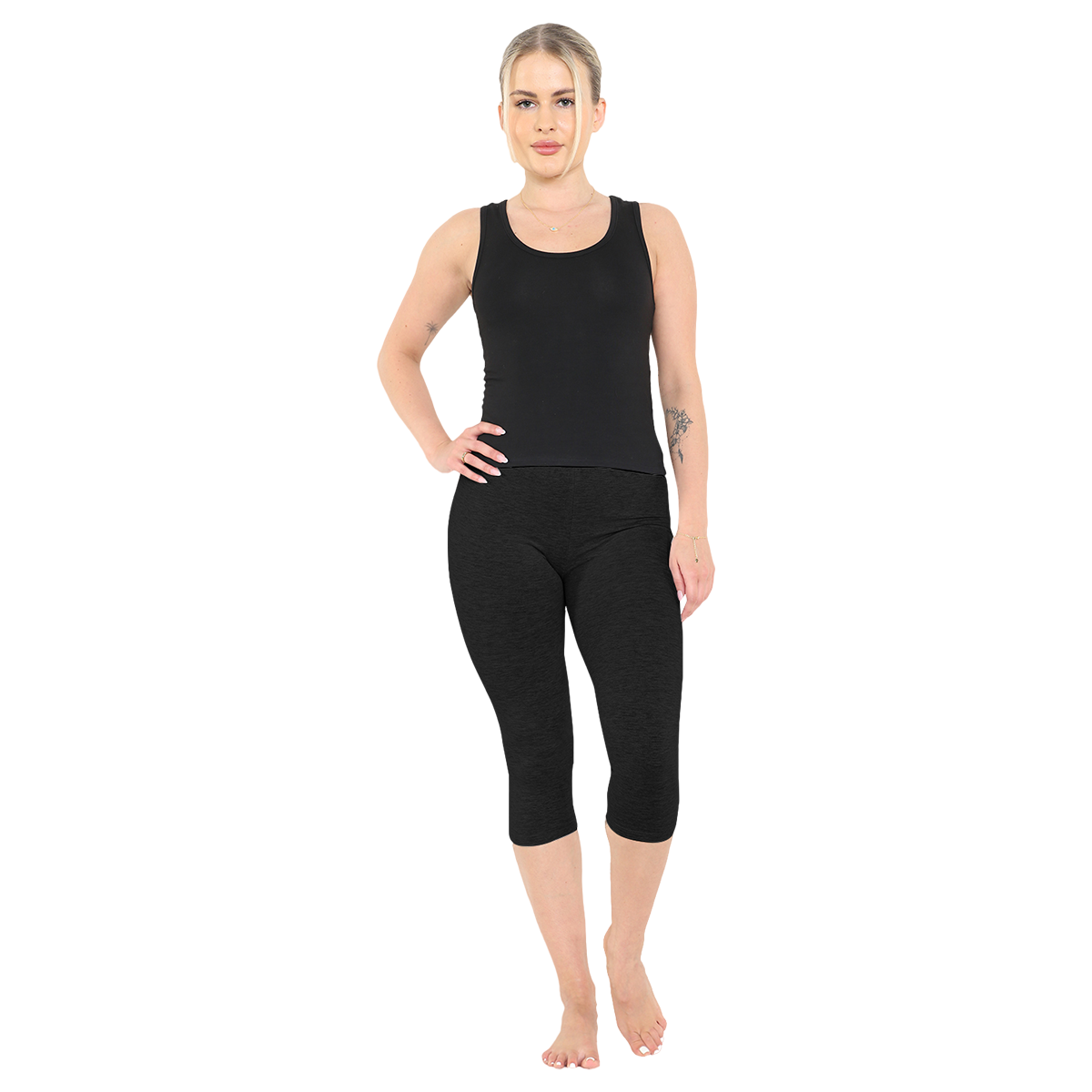 Womens 3/4 Length Cotton Capri Leggings Stretchy Soft Tights