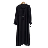 Women's Muslim Prayer Abaya with Handcuff Sleeves and Tassel Tie