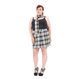 Plus Size 18 Inch Tartan Pleated Wrap Over Buttoned Skirt