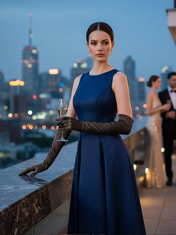 Plain Satin Long Gloves