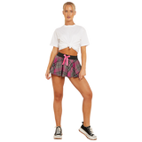 Women's 9' Inches Circular Bow Elasticated Mini Tartan Skirt