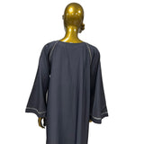 Women's Charcoal Gray Abaya with Loose Sleeve Tassel Tie