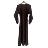 Women's Muslim Belt Abaya Dress Flowy Maxi Embroidered Gown