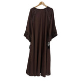 Women's Chocolate Brown Abaya with Loose Sleeve Tassel Tie