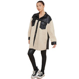 Women's Winter Fashion Teddy Oversized Vegan Leather Shacket