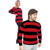 Adult Stripe Knitted Jumper Long Sleeve Pullover Sweatshirt