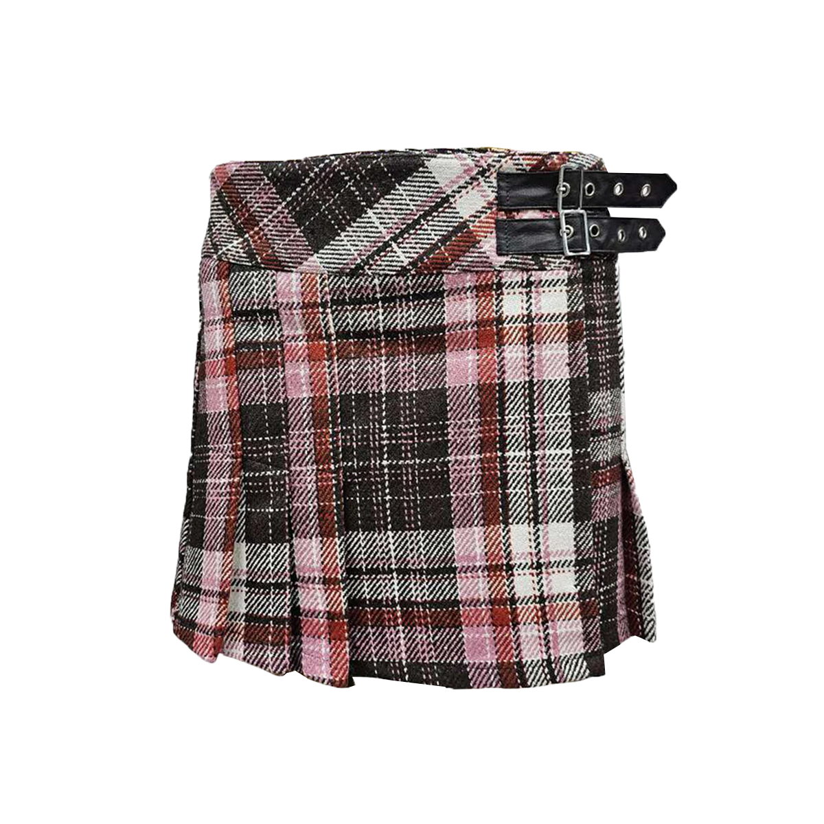 Women's Scottish Tartan Kilt Plaid Pattern Side Design Skirt