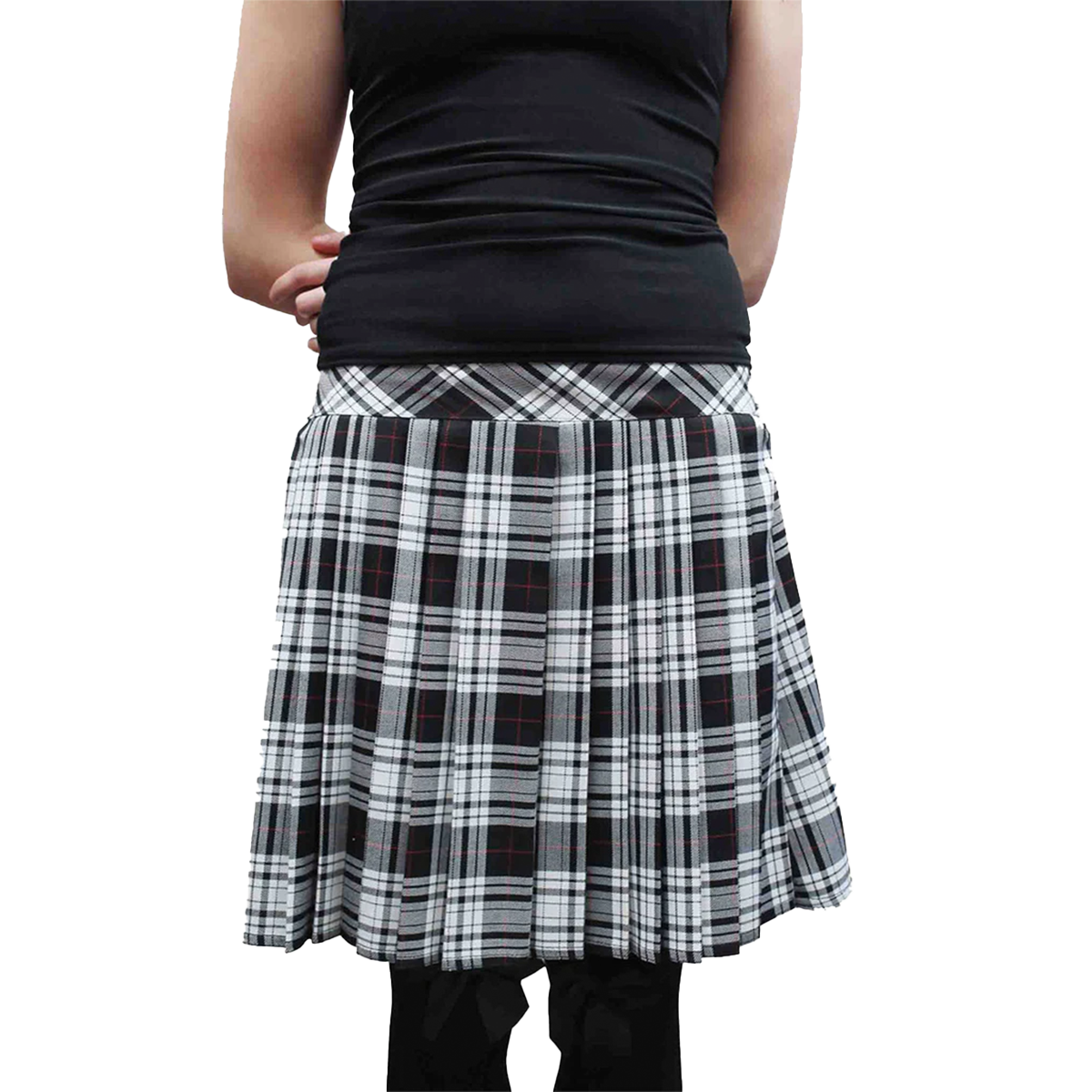 Women's Short Box Pleated 16 Inches Elasticated Tartan Skirt