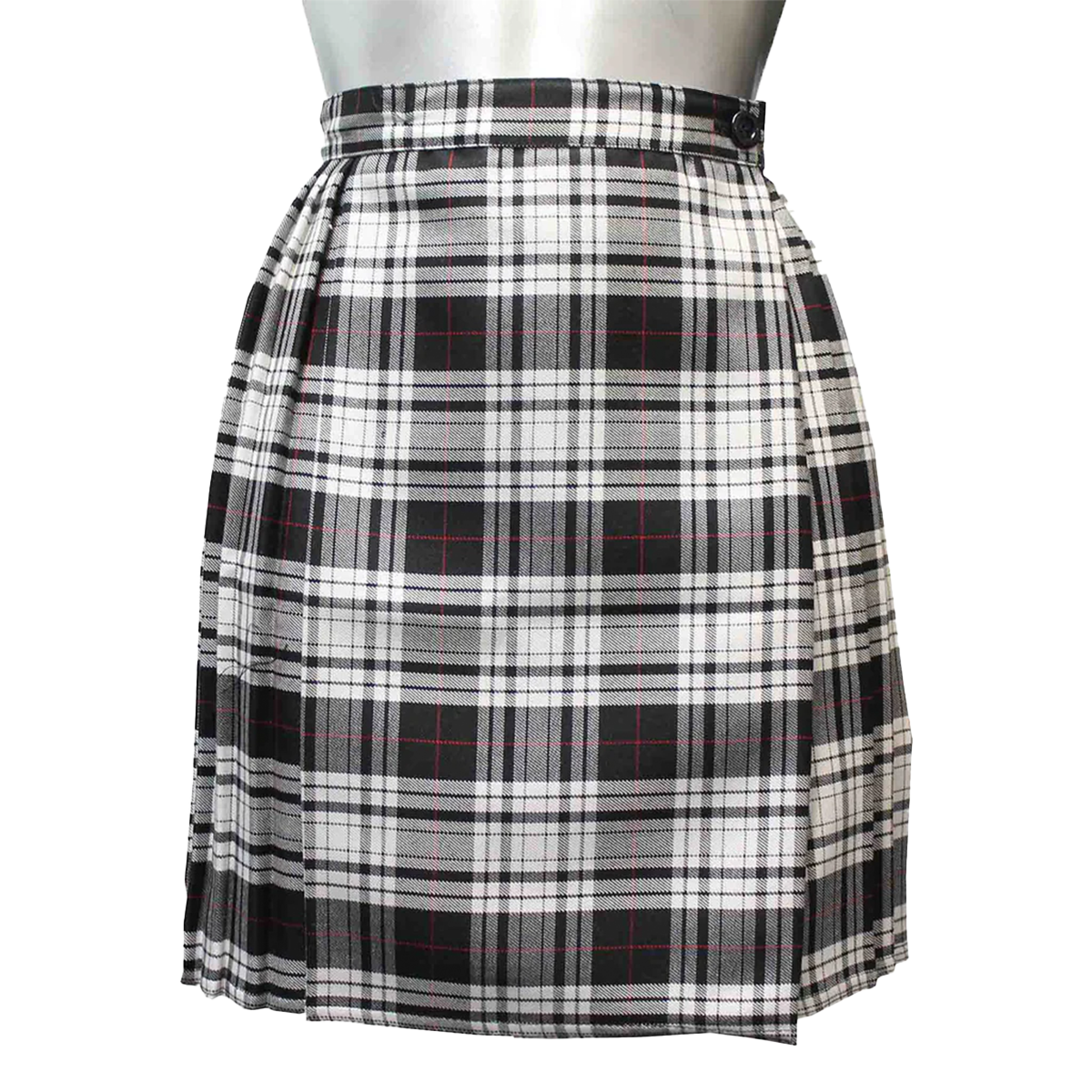 Women's 18 Inches Tartan Pleated Wrap Over Buttoned Skirt