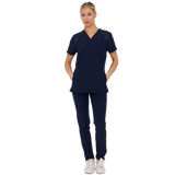 Women's Scrub Set Medical Uniform Top & Trousers with Pockets