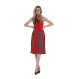 Women's 26' Inches Box Pleated Knee Length Tartan Skirt