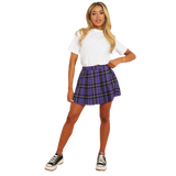 Women's Tartan Front Pleated and Elasticated Back Skirt