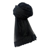 Women's Black Chiffon Net Dupatta - Four Side Lace