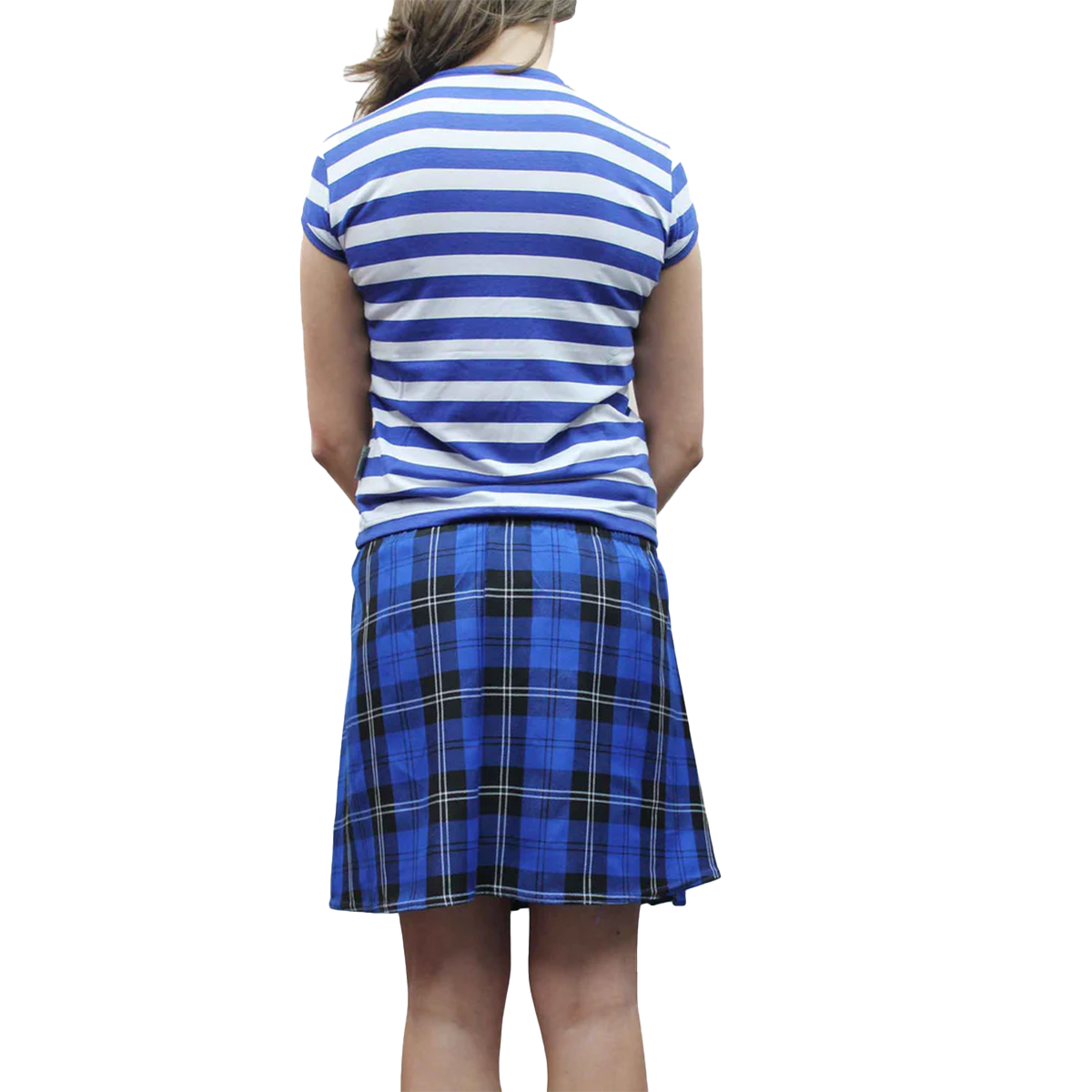 Women's Short Box Pleated 16 Inches Elasticated Tartan Skirt
