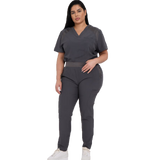 Plus Size Women's Scrub Set Medical Uniform with Pockets