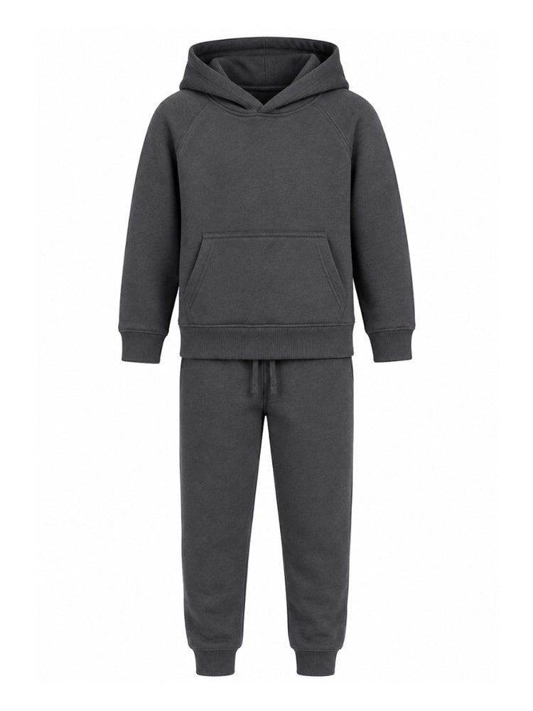 Active Star Kids Dark Grey Pullover Hoodie Tracksuit