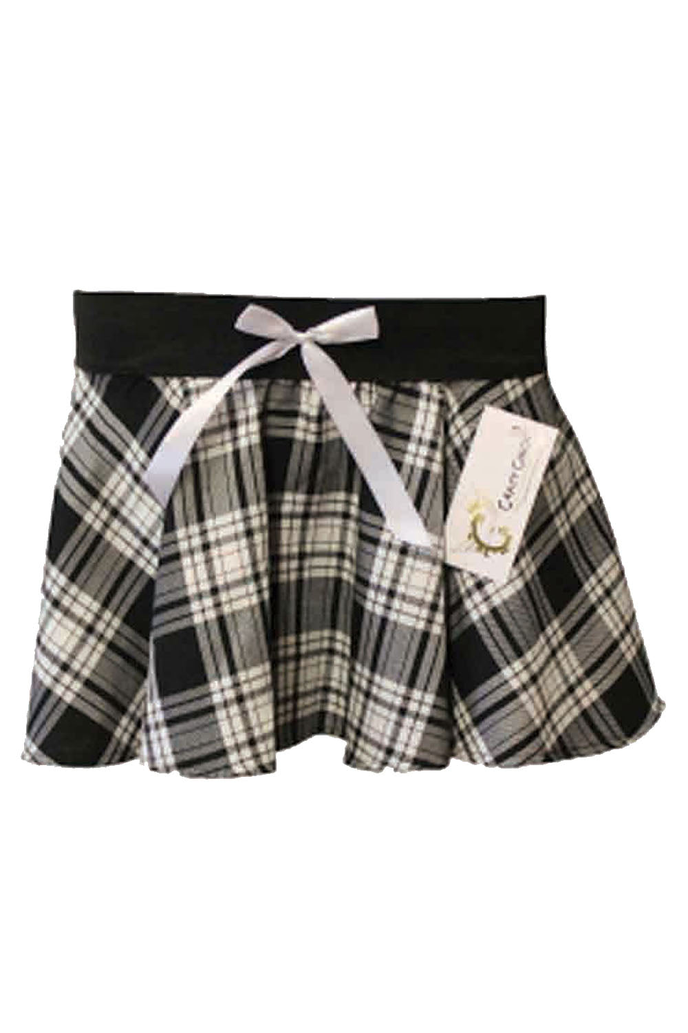 Women's 9' Inches Circular Bow Elasticated Mini Tartan Skirt